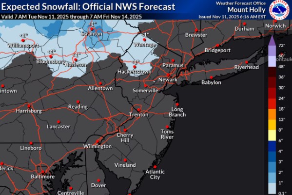 El Invierno Llega Temprano: Vientos Fuertes y Primeros Copos de Nieve en Nueva Jersey